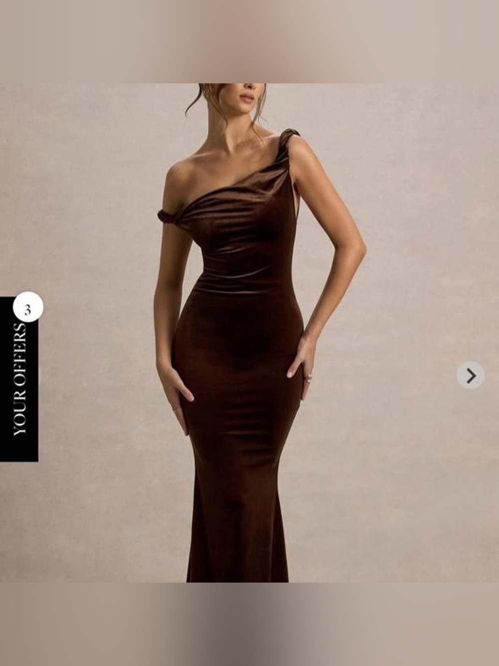Club London - NEEKA Brown Velvet Twisted Asymmetric Maxi Dress